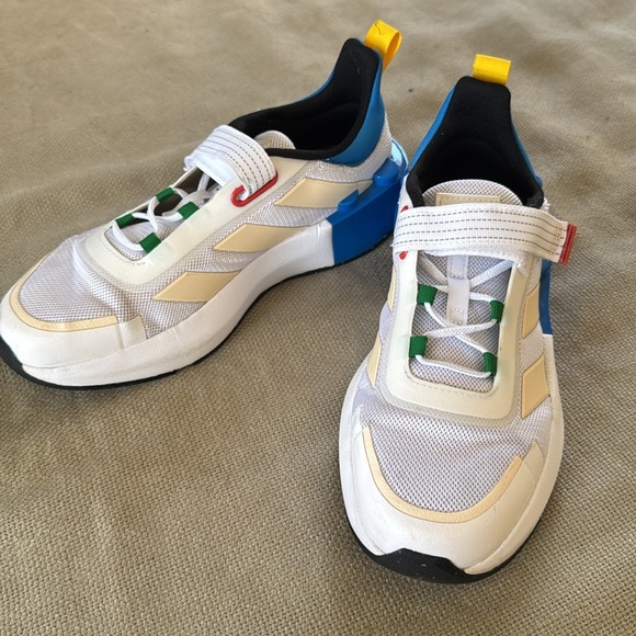 adidas x Lego Kids' Tech RNR Elastic Lace Shoes, White/Blue 5.5 - Picture 2 of 12
